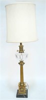 EMPIRE STYLE BRASS & CRYSTAL LAMP