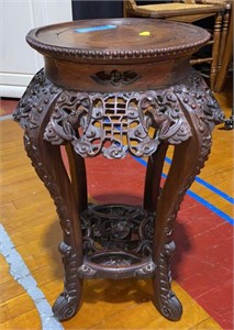 CARVED ORIENTAL PLANT STAND / SIDE TABLE