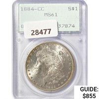 1884-CC Morgan Silver Dollar PCGS MS61