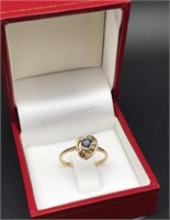 10KT Gold Diamond & Sapphire Ring