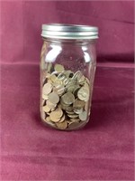 Ball Jar With About 592 Wheat Lincoln Pennies