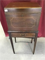 Antique Silver Chest Server Cabinet W/Butler Tray