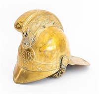 Australian Early "NSW FB" Brass Fireman's Helmet