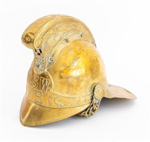 Australian Early "NSW FB" Brass Fireman's Helmet