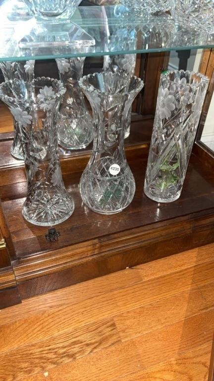 3 Cut Glass Vases