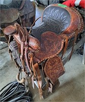 Exquisitely detailed Big Horn horse saddle