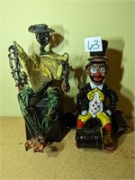 Hobo Clown Decanter Figurine & Wire Figurine