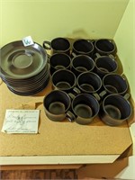 Denby 23pc Cups and Saucers Made in England