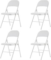 4pk White Folding Chairs, 330lbs Capacity