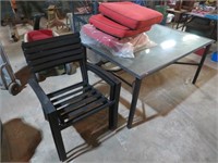 3 set chairs with cushions, and table, 5ftx3ft