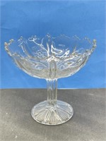 Pressed Glass Pedestal Fruit Bowl, 7 " tall