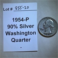 1954-P Quarter, 90% Silver