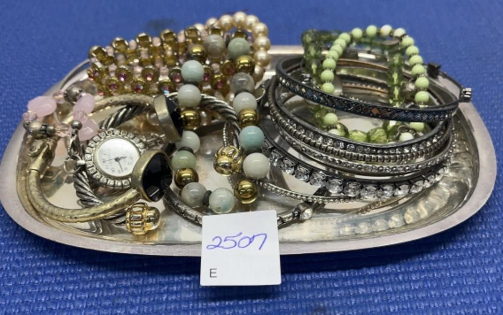 Assorted Costume Jewelry, Bracelets , silver t