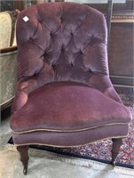 Vintage Eggplant Rolling Accent Chair with Roping