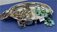 Assorted Costume Jewelry, Silver Tray not