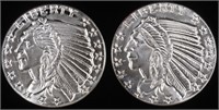 (2) 1 OZ .999 SILVER INDIAN DESIGN ROUNDS