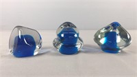 Lot Of 3 Art Glass Paperweights