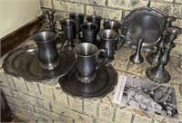 16 Pieces Of Handcrafted Colonial Pewter