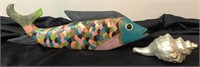 Gorgeous Hand Carved/Painted Fish & Shell