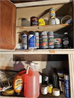 Contents of cabinet: spray paint, car wax,