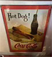 Hot Dog! Coca-Cola Sign - Still has plastic!
