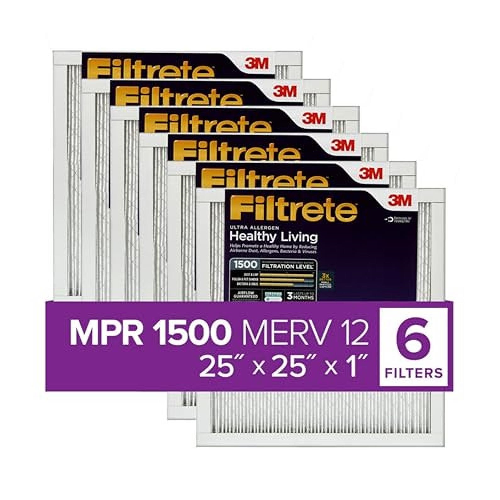 Filtrete 25x25x1 AC Furnace Air Filter, MERV 12, M