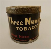 RARE THREE NUNS TOBACCO 1/8 LB. SMALL ROUND TIN