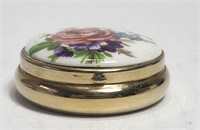 Flower Pattern Trinquet Pill Brass Box VTG