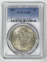 1890 Morgan Silver $1 PCGS AU58