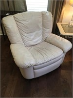 White Leather Recliner  (Has issue W/ Handle)