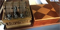 Wood Humidor, Carved Boxes w/ Tarot Cards