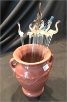 Pottery Vase And Stir Sticks