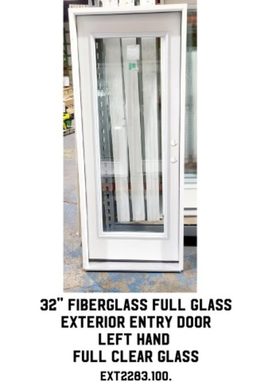 32" RH Fiberglass Full Glass Ext. Entry Door