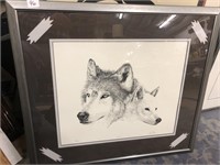 Pair of wolves very nicely framed and matted