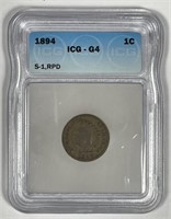 1894 Indian Head Cent RPD S-1 Good ICG G4