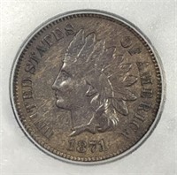 1871 Indian Head Cent Very Fine ICG VF35 details