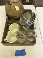 BOY SCOUT CANTEEN, GLASSES, MESS KIT, CUPS