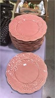 Set 12 Bordallo Pinneiro Rose colored pottery