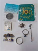 Lot of Pins, Rings, Tokens and More