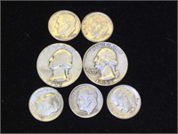 Silver Washington Quarters & Roosevelt Dimes -