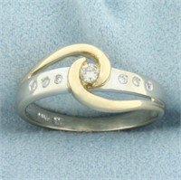 Modern Abstract Desing Diamond Ring in 14k Yellow