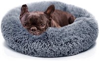 Fluffy Calming Round Dog Bed for Small Dogs