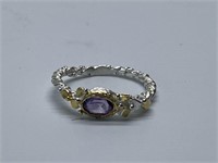 STERLING SILVER RING WITH AMETHYST SIZE 8