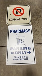 NO PARKING LOADING ZONE & PHARMACY ONLY SIGNS