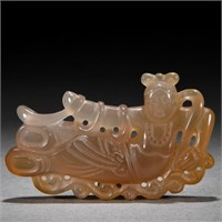 A CHINESE CARVED AGATE APSARAS