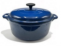 6.5 Qt. Blue enameled cast iron Dutch oven 
11