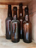 Amber Glass Beer and Liquor Bottles