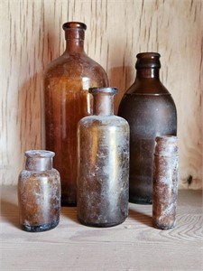Brown apothecary bottles small glass medicine