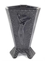 McKee Black Amethyst Nude Relief Triangle Vase