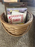 Basket full of magazines, puzzles, crayons &